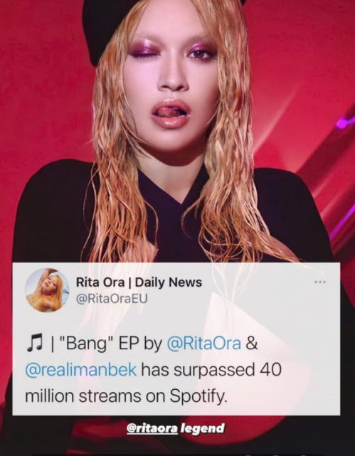 “Bang” i Rita Orës arrin 40 milionë klikime në Spotify