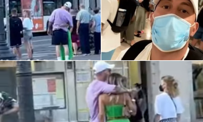 (VIDEO) Romeo Veshaj në krahët e një biondeje në Barcelonë! Po Aleksia Peleshi ku është?