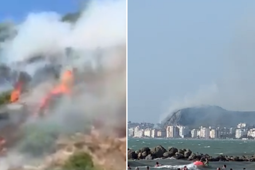 (VIDEO) Zjarr i madh te Shkëmbi i Kavajës, flakët po përhapen në kodër