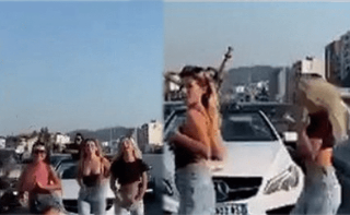 (E PLOTË) Vajzat që bllokuan rrugën në Tiranë e postojnë videon si “challenge”