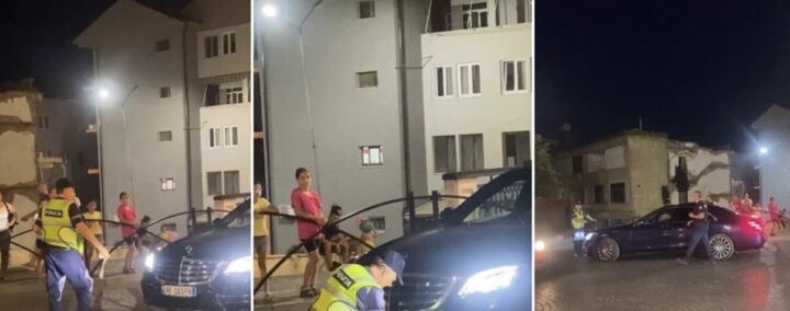 (VIDEO) Me “Benz” luksoz dhe targë të personalizuar, polici i prish festën maturantit në Lezhë