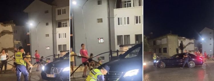 (VIDEO) Me “Benz” luksoz dhe targë të personalizuar, polici i prish festën maturantit në Lezhë