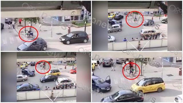 (VIDEO) Dy persona bëjnë duel në mes të rrugës, dhjetëra të pranishëm rrinë spektator