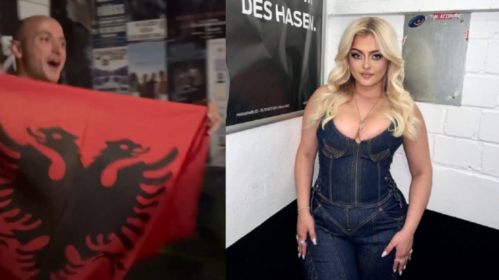“Shqipe, të duam”, Bebe Rexhën e presin me flamur shqiptar në Gjermani