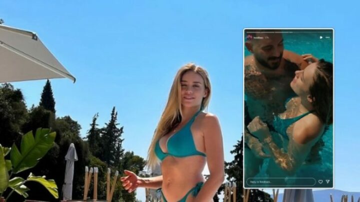 Heidi Baci ndan fotot me Romeo Veshajn në pishinë