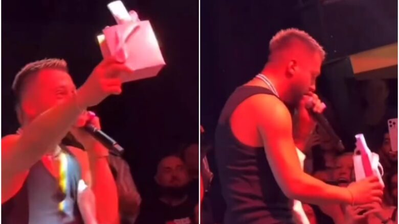 Gjestit në koncert fansat i japin dhuratë për Egli Takon